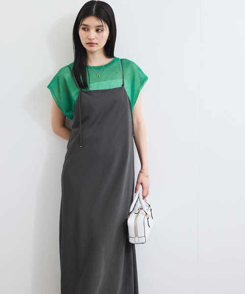 VIS（ビス）の「バイヤス仕立てナローキャミワンピース（ワンピース・レディース・チャコールグレー/ブラウン・FREE）」の11枚目の写真