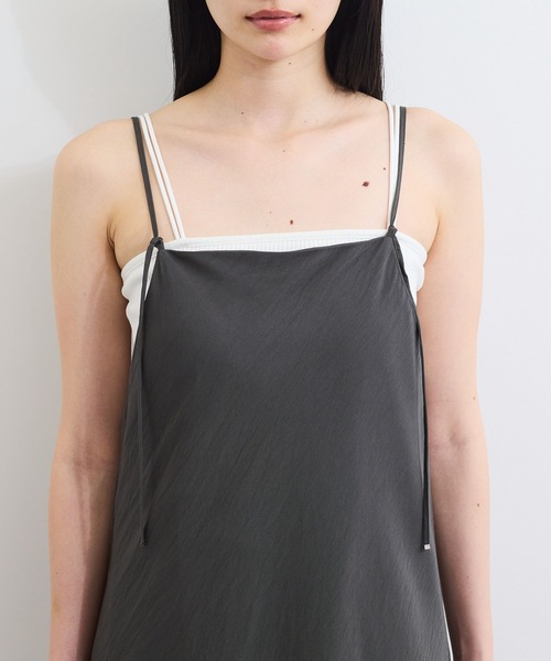 VIS（ビス）の「バイヤス仕立てナローキャミワンピース（ワンピース・レディース・チャコールグレー/ブラウン・FREE）」の18枚目の写真