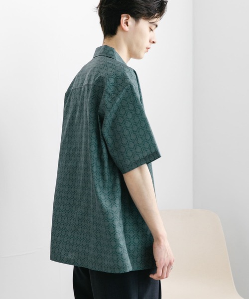 SENSE OF PLACE by URBAN RESEARCH（センスオブプレイスバイアーバンリサーチ）の「ダマスクオープンカラーショートスリーブシャツ（シャツ/ブラウス・メンズ・ブルー/ベージュ/ブラック・LARGE/MEDIUM）」の7枚目の写真