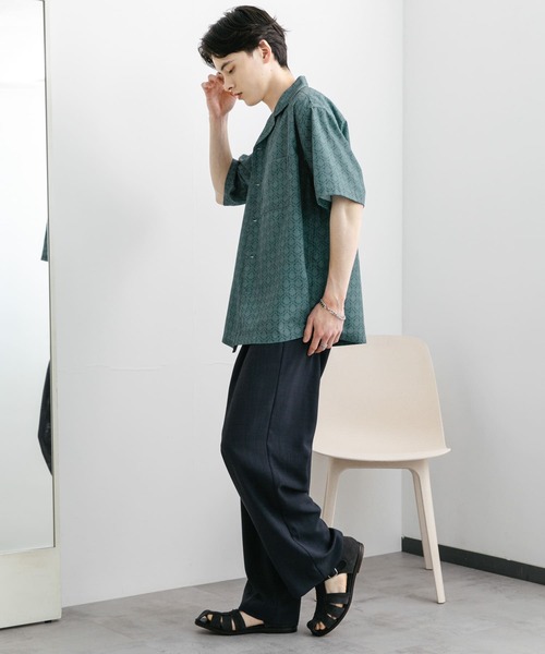 SENSE OF PLACE by URBAN RESEARCH（センスオブプレイスバイアーバンリサーチ）の「ダマスクオープンカラーショートスリーブシャツ（シャツ/ブラウス・メンズ・ブルー/ベージュ/ブラック・LARGE/MEDIUM）」の10枚目の写真