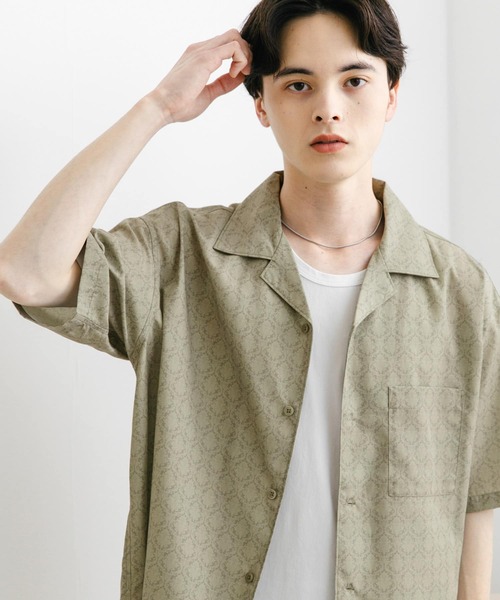 SENSE OF PLACE by URBAN RESEARCH（センスオブプレイスバイアーバンリサーチ）の「ダマスクオープンカラーショートスリーブシャツ（シャツ/ブラウス・メンズ・ブルー/ベージュ/ブラック・LARGE/MEDIUM）」の11枚目の写真