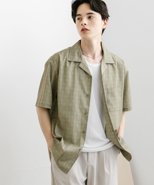 SENSE OF PLACE by URBAN RESEARCH（センスオブプレイスバイアーバンリサーチ）の「ダマスクオープンカラーショートスリーブシャツ（シャツ/ブラウス・メンズ・ブルー/ベージュ/ブラック・LARGE/MEDIUM）」の12枚目の写真