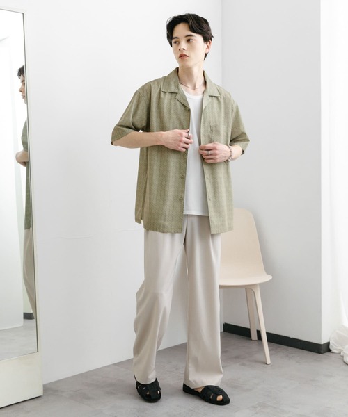 SENSE OF PLACE by URBAN RESEARCH（センスオブプレイスバイアーバンリサーチ）の「ダマスクオープンカラーショートスリーブシャツ（シャツ/ブラウス・メンズ・ブルー/ベージュ/ブラック・LARGE/MEDIUM）」の16枚目の写真