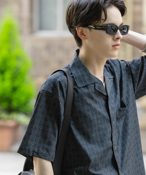 SENSE OF PLACE by URBAN RESEARCH（センスオブプレイスバイアーバンリサーチ）の「ダマスクオープンカラーショートスリーブシャツ（シャツ/ブラウス・メンズ・ブルー/ベージュ/ブラック・LARGE/MEDIUM）」の18枚目の写真