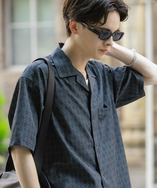 SENSE OF PLACE by URBAN RESEARCH（センスオブプレイスバイアーバンリサーチ）の「ダマスクオープンカラーショートスリーブシャツ（シャツ/ブラウス・メンズ・ブルー/ベージュ/ブラック・LARGE/MEDIUM）」の19枚目の写真