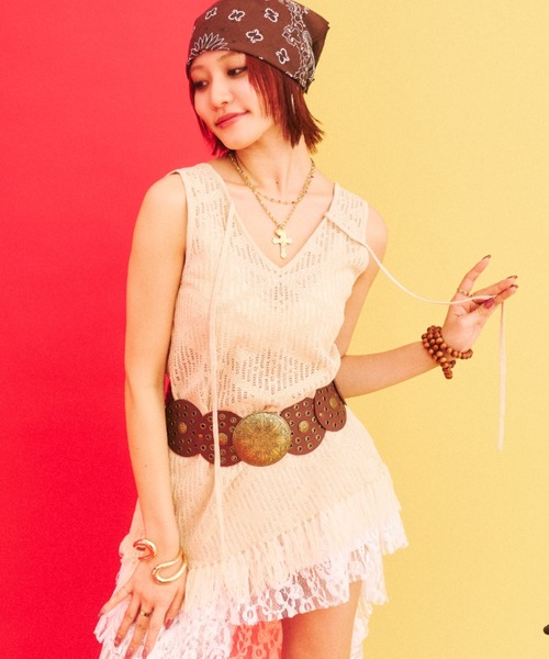 What Is Heart(ワットイズハート)の「2way knit tank camisole - 2wayニットタンクキャミソール -(キャミソール・レディース・ブルー/ベージュ・FREE)」の1枚目の写真