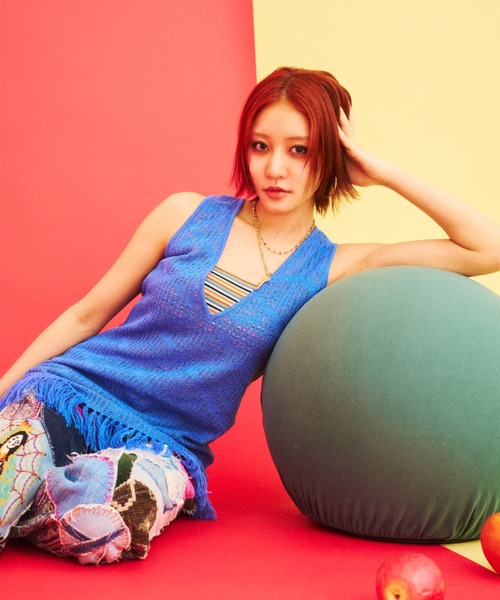 What Is Heart(ワットイズハート)の「2way knit tank camisole - 2wayニットタンクキャミソール -(キャミソール・レディース・ブルー/ベージュ・FREE)」の2枚目の写真