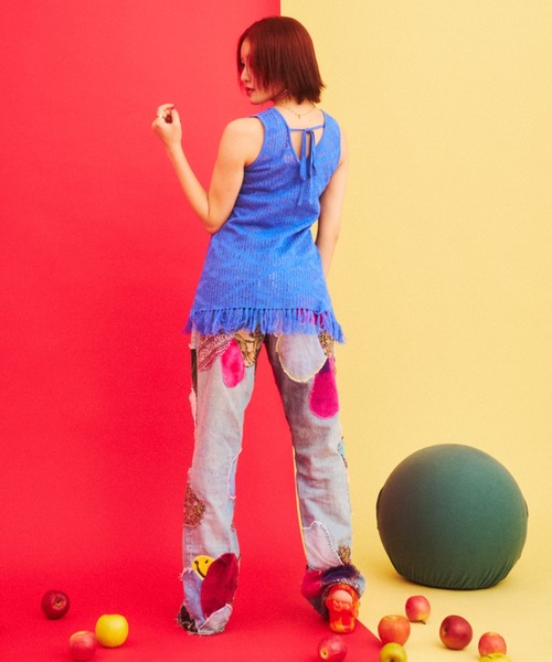 What Is Heart(ワットイズハート)の「2way knit tank camisole - 2wayニットタンクキャミソール -(キャミソール・レディース・ブルー/ベージュ・FREE)」の14枚目の写真