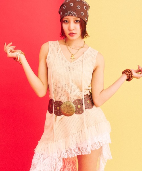What Is Heart(ワットイズハート)の「2way knit tank camisole - 2wayニットタンクキャミソール -(キャミソール・レディース・ブルー/ベージュ・FREE)」の4枚目の写真