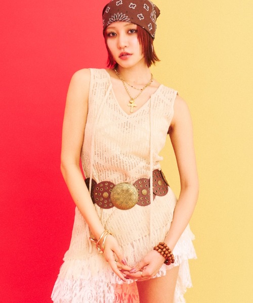 What Is Heart(ワットイズハート)の「2way knit tank camisole - 2wayニットタンクキャミソール -(キャミソール・レディース・ブルー/ベージュ・FREE)」の3枚目の写真