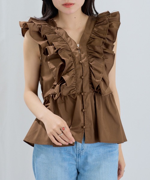 MAGASIN DE MODE Chou Chou(マガジンデモードシュシュ)の「【MAGASIN DE MODE Chou Chou】ブロードフリルブラウス XNN(シャツ/ブラウス・レディース・ブラック/ブルー/ホワイト/ブラウン・FREE)」の16枚目の写真