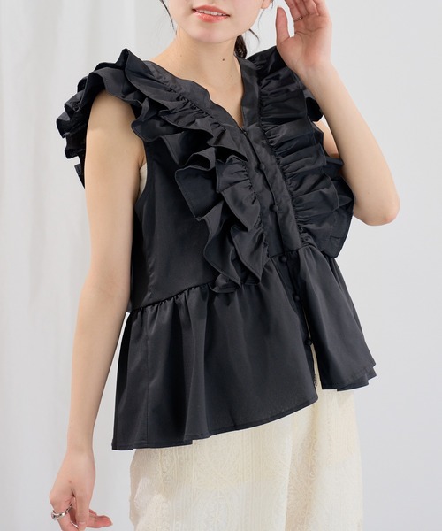 MAGASIN DE MODE Chou Chou(マガジンデモードシュシュ)の「【MAGASIN DE MODE Chou Chou】ブロードフリルブラウス XNN(シャツ/ブラウス・レディース・ブラック/ブルー/ホワイト/ブラウン・FREE)」の11枚目の写真