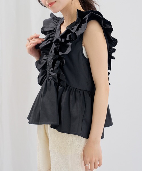 MAGASIN DE MODE Chou Chou(マガジンデモードシュシュ)の「【MAGASIN DE MODE Chou Chou】ブロードフリルブラウス XNN(シャツ/ブラウス・レディース・ブラック/ブルー/ホワイト/ブラウン・FREE)」の12枚目の写真
