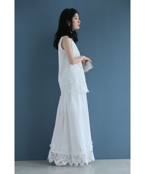 cawaii(カワイイ)の「裾に浮かぶレースのカットソーとロングスカート2点セット【set】(Tシャツ/カットソー・レディース・ホワイト・FREE)」の18枚目の写真