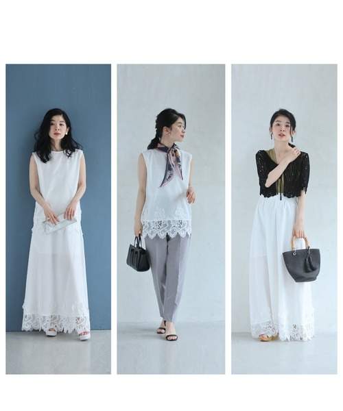 cawaii(カワイイ)の「裾に浮かぶレースのカットソーとロングスカート2点セット【set】(Tシャツ/カットソー・レディース・ホワイト・FREE)」の15枚目の写真