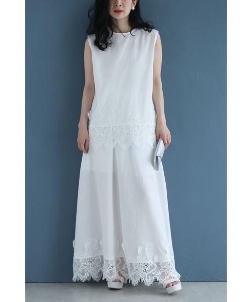 cawaii(カワイイ)の「裾に浮かぶレースのカットソーとロングスカート2点セット【set】(Tシャツ/カットソー・レディース・ホワイト・FREE)」の14枚目の写真