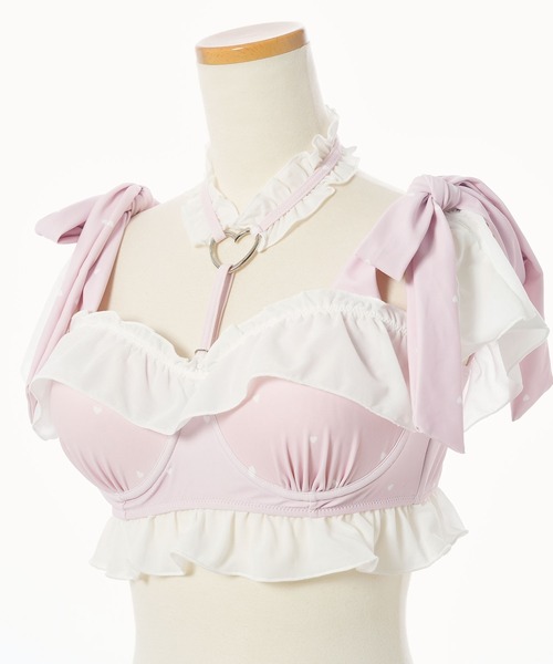 6WAYハートチョーカー水着　ピンク×ブラック　L L 夢展望公式 [新品未使用] 6WAYハートチョーカー水着 [ピンク