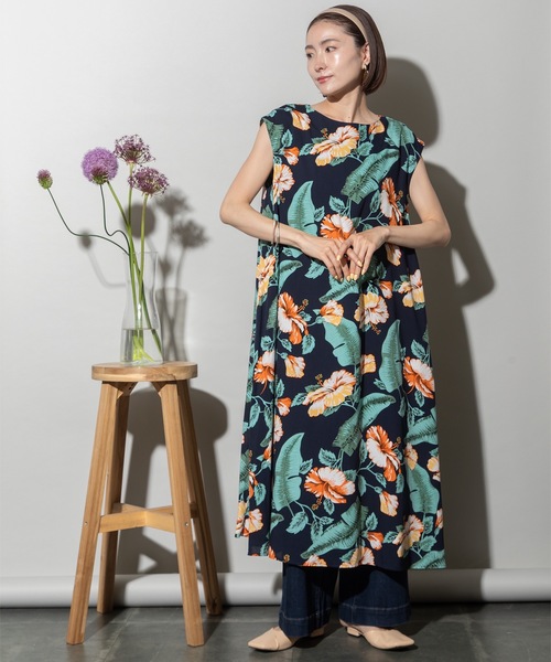 ハイビスカスフラワー フレアワンピース（ワンピース）｜lodie