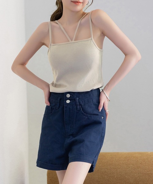 DAY CLOSET(デイ クローゼット)の「レディース 主役も脇役もこなす。パッド付きダブルストラップリブタンクトップ(キャミソール・レディース・チャコールグレー/ブラック/グレイッシュベージュ/ライトベージュ/アイボリー・FREE)」の22枚目の写真