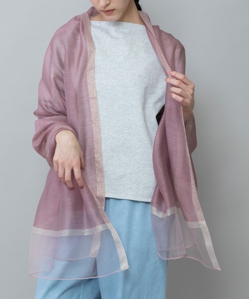 Munich（ミューニック）の「オーガンジーヘムストール（ストール/ショール・レディース・グレー/ピンク/ベージュ/ブラック・FREE）」の6枚目の写真