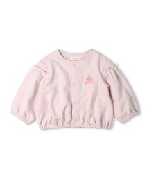 うさぎ刺繍りぼん付き裏毛カーディガン
