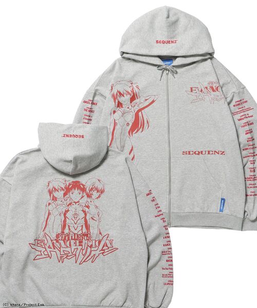 SEQUENZ（シークエンズ）の「【新世紀エヴァンゲリオン×SEQUENZ】EVA CHARCTER ZIP PK / オーバーサイズ ビッグシルエット ジップパーカー 刺繍 プリント フーディ 裏起毛 ユニセックス（パーカー・メンズ・ブラック/グリーン系その他5/グレー・LARGE/MEDIUM）」の2枚目の写真