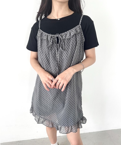 LOVALOT(ラバロット)の「シアードットフリルキャミソールワンピース(キャミソール・レディース・ピンク/グレー/ブラウン・FREE)」の8枚目の写真