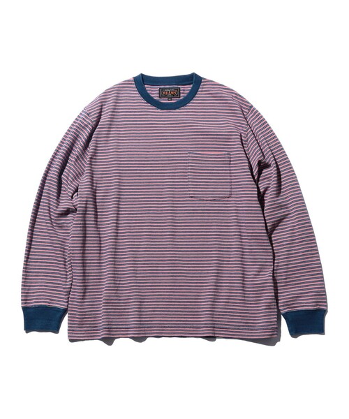 BEAMS PLUS(ビームスプラス)の「Pocket Tee Indigo Stripe(Tシャツ/カットソー・メンズ・オフホワイト/レッド/イエロー/グリーン・X-LARGE/SMALL/XX-LARGE/LARGE/MEDIUM)」の16枚目の写真