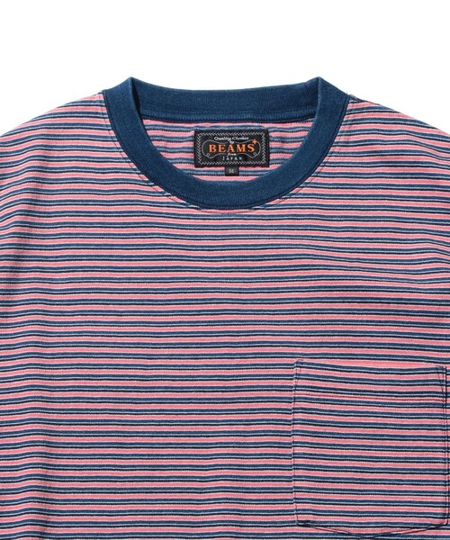 BEAMS PLUS(ビームスプラス)の「Pocket Tee Indigo Stripe(Tシャツ/カットソー・メンズ・オフホワイト/レッド/イエロー/グリーン・X-LARGE/SMALL/XX-LARGE/LARGE/MEDIUM)」の17枚目の写真