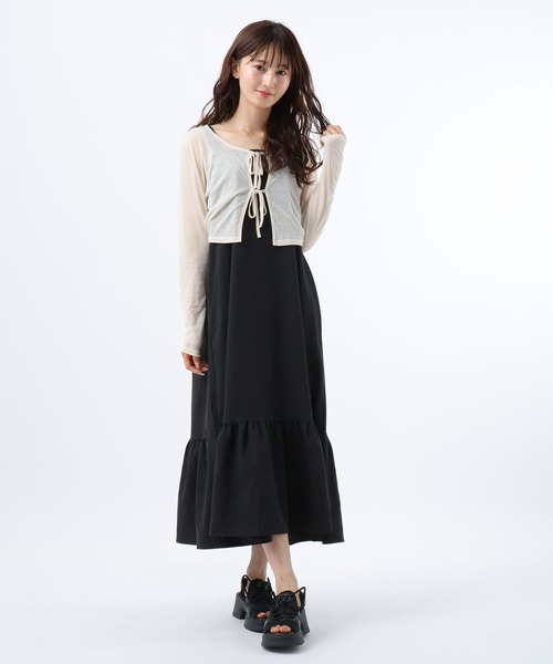 GLOBAL WORK（グローバルワーク）の「2SET＊カーディガンキャミワンピース/AND YUA ANY/499717（ワンピース・キッズ・ホワイト×ブルー/ブラック×ホワイト・SMALL/MEDIUM）」の2枚目の写真