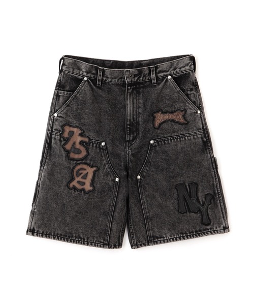 LEATHER PATCH DENIM SHORTS / レザーパッチ デニム ショートパンツ