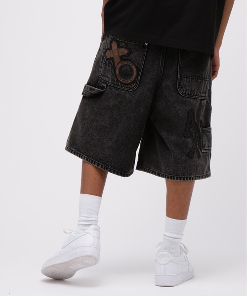 LEATHER PATCH DENIM SHORTS / レザーパッチ デニム ショートパンツ