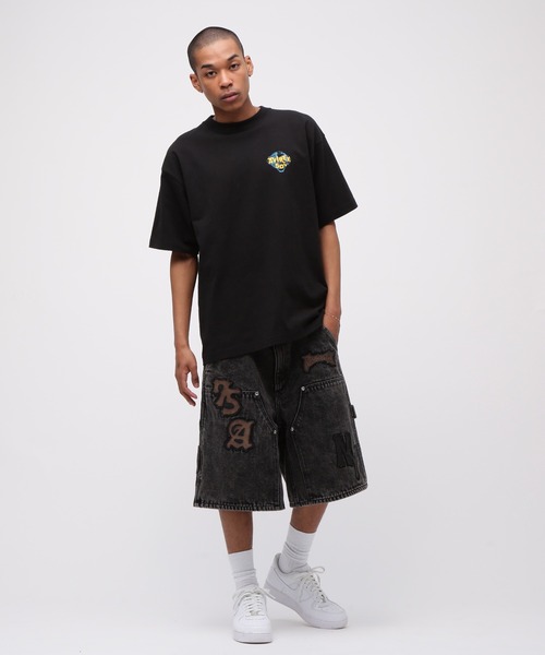 AVIREX LEATHER PATCH DENIM SHORTSありんこ LEATHER PATCH DENIM SHORTS / レザーパッチ デニム ショートパンツ