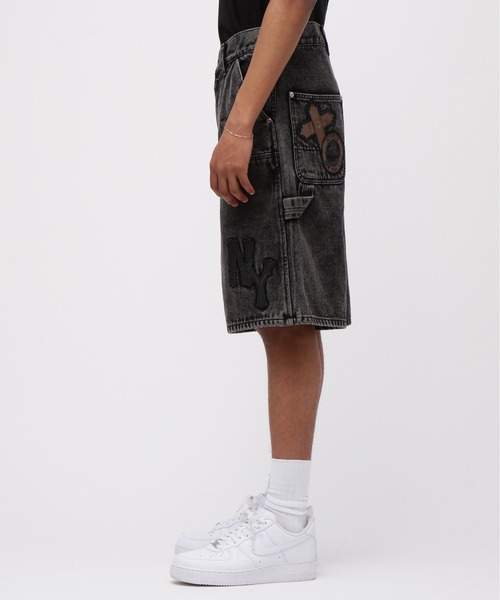 LEATHER PATCH DENIM SHORTS / レザーパッチ デニム ショートパンツ