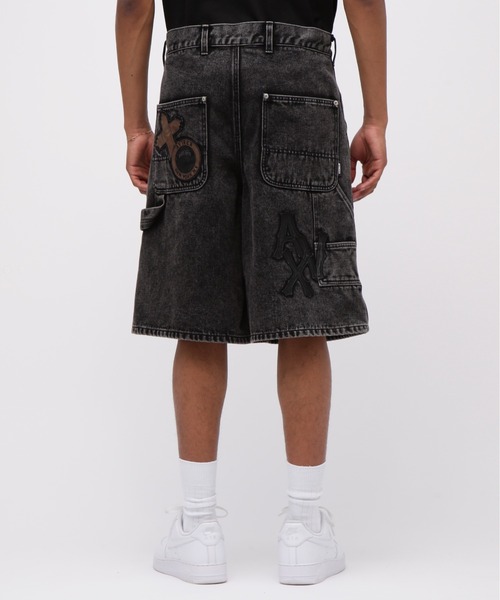 LEATHER PATCH DENIM SHORTS / レザーパッチ デニム ショートパンツ