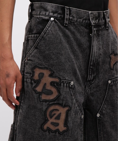 AVIREX LEATHER PATCH DENIM SHORTSありんこ AVIREX LEATHER PATCH DENIM SHORTSありんこ LEATHER PATCH DENIM