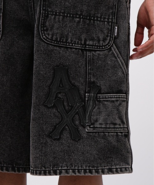 LEATHER PATCH DENIM SHORTS / レザーパッチ デニム ショートパンツ