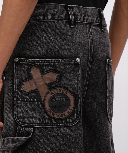 LEATHER PATCH DENIM SHORTS / レザーパッチ デニム ショートパンツ