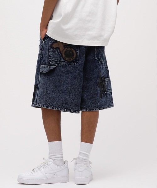 LEATHER PATCH DENIM SHORTS / レザーパッチ デニム ショートパンツ