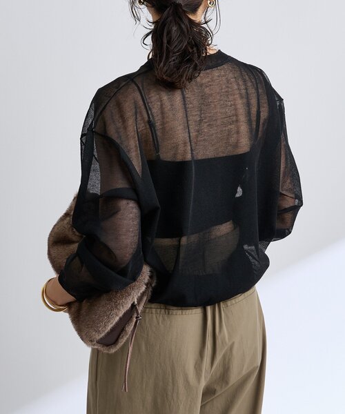 RIVE DROITE(リヴドロワ)の「【こなれ感抜群◎】オーバーショルダーシアーニット(ニット/セーター・レディース・ブラック/グレー/バーガンディー・FREE)」の10枚目の写真