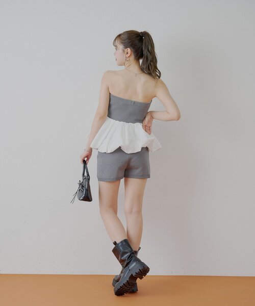 セール】【セットアップ対応】ボタン付きニットショートパンツ