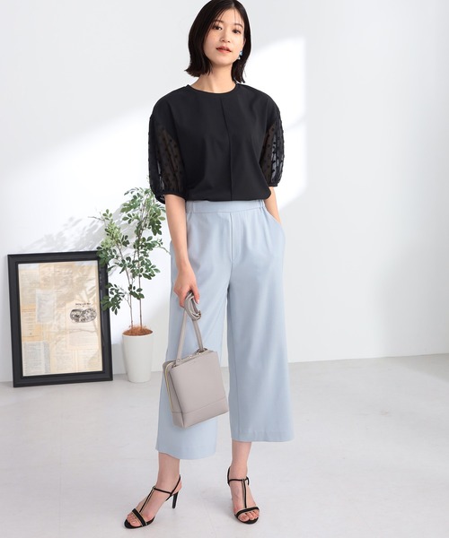 GALLORIA（ギャローリア）の「袖シアー異素材プルオーバー（Tシャツ/カットソー・レディース・ブラック/グレイッシュブルー・L/LL/S/M）」の5枚目の写真