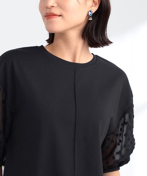 GALLORIA（ギャローリア）の「袖シアー異素材プルオーバー（Tシャツ/カットソー・レディース・ブラック/グレイッシュブルー・L/LL/S/M）」の8枚目の写真