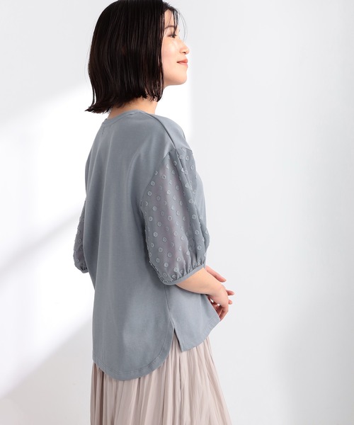 GALLORIA（ギャローリア）の「袖シアー異素材プルオーバー（Tシャツ/カットソー・レディース・ブラック/グレイッシュブルー・L/LL/S/M）」の9枚目の写真