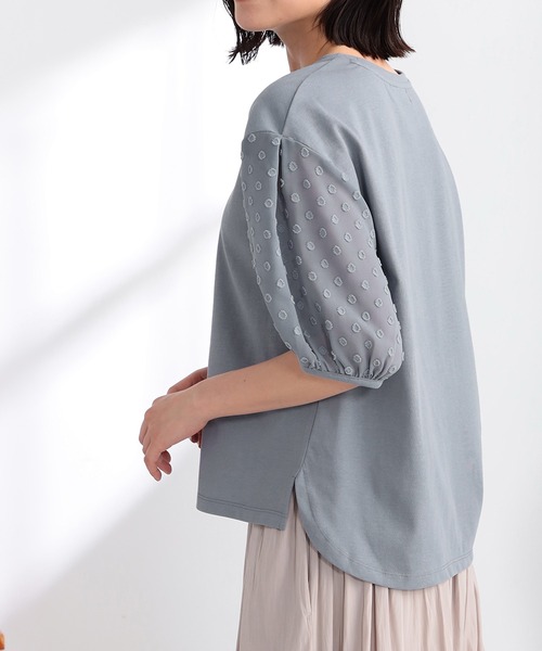 GALLORIA（ギャローリア）の「袖シアー異素材プルオーバー（Tシャツ/カットソー・レディース・ブラック/グレイッシュブルー・L/LL/S/M）」の10枚目の写真