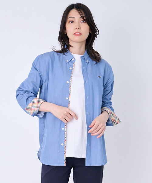 Arnold Palmer（アーノルドパーマー）の「裏ワザデニム イージーケア 長袖 シェア シャツ（シャツ/ブラウス・レディース・ライトブルー/インディゴブルー・XS/S/M/L/LL）」の4枚目の写真