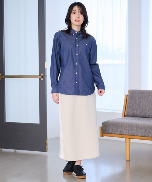 Arnold Palmer（アーノルドパーマー）の「裏ワザデニム イージーケア 長袖 シェア シャツ（シャツ/ブラウス・レディース・ライトブルー/インディゴブルー・XS/S/M/L/LL）」の10枚目の写真