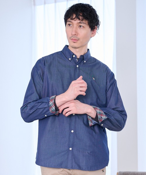 Arnold Palmer（アーノルドパーマー）の「裏ワザデニム イージーケア 長袖 シェア シャツ（シャツ/ブラウス・レディース・ライトブルー/インディゴブルー・XS/S/M/L/LL）」の11枚目の写真