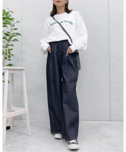 &soiree(アンドソワレ)の「【&soiree】 リジッドタックワイドデニムパンツ(デニムパンツ・レディース・インディゴブルー/ブラック・FREE)」の12枚目の写真