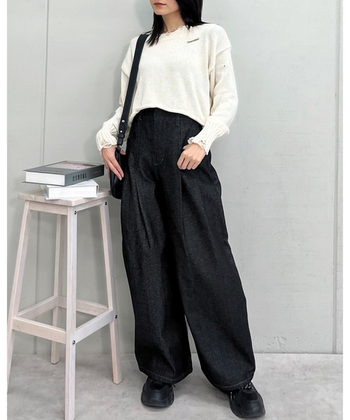 &soiree(アンドソワレ)の「【&soiree】 リジッドタックワイドデニムパンツ(デニムパンツ・レディース・インディゴブルー/ブラック・FREE)」の18枚目の写真